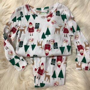 Chick Pea Festive Kids holiday Pajama Set - White, Red, Green. Size 18m.
